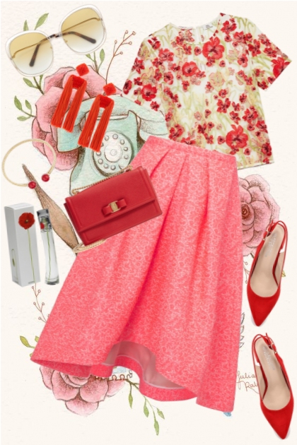 Red Flower- Fashion set