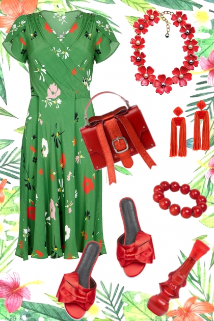 Beautiful Red Flowers- Fashion set