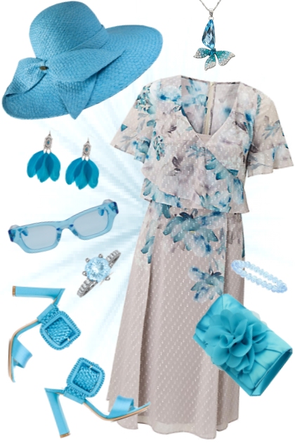 Beautiful Blue Flowers- Fashion set