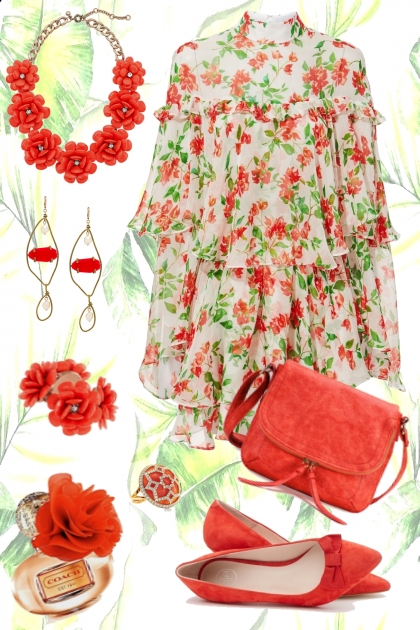 Romantic red flowers- combinação de moda