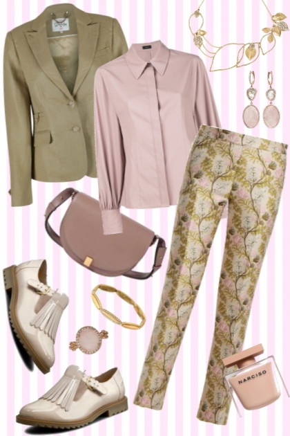 Pink powder and greens- Fashion set