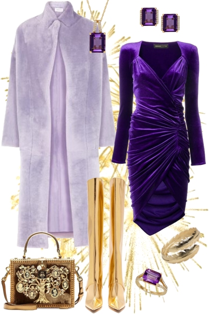 Purple and Gold Cocktail- combinação de moda