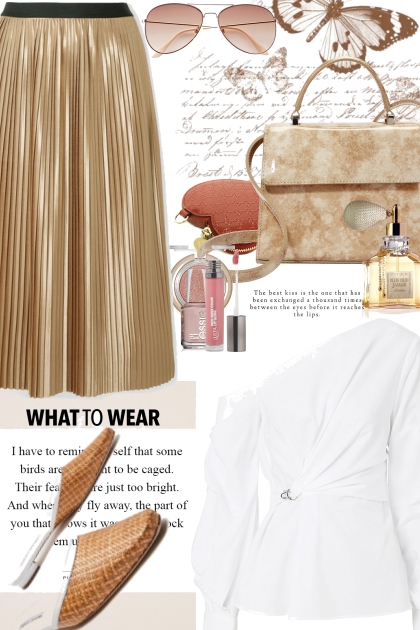 Gold Skirt- Modna kombinacija