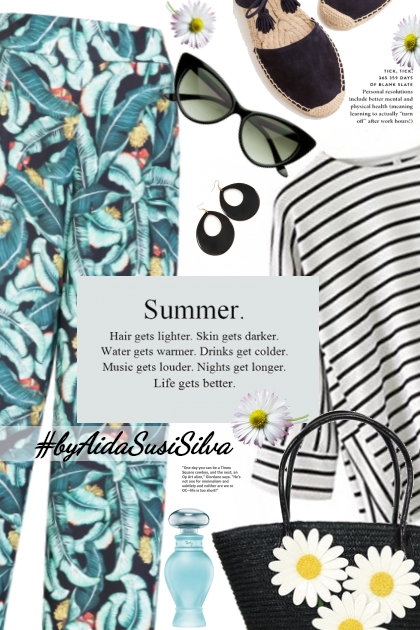 Stripes & Tropical Print- Modna kombinacija