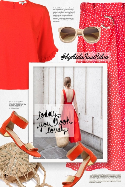 Red & Dots- combinação de moda