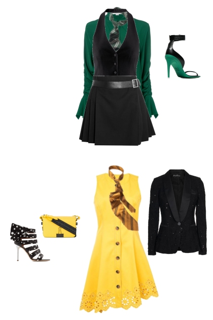 first day outfits,slytherin and hufflepuff- 搭配