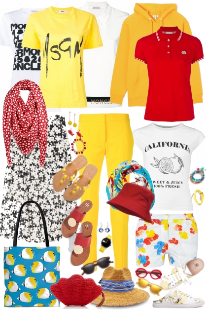 Set yellow red - combinação de moda