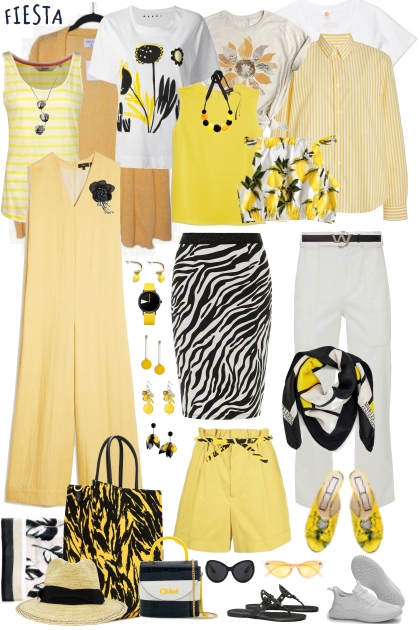 Set yellow white black- Модное сочетание
