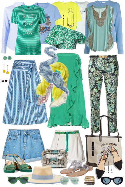 Set blu green- Combinazione di moda