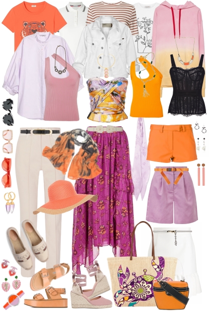 Set orange lilac white- Modna kombinacija