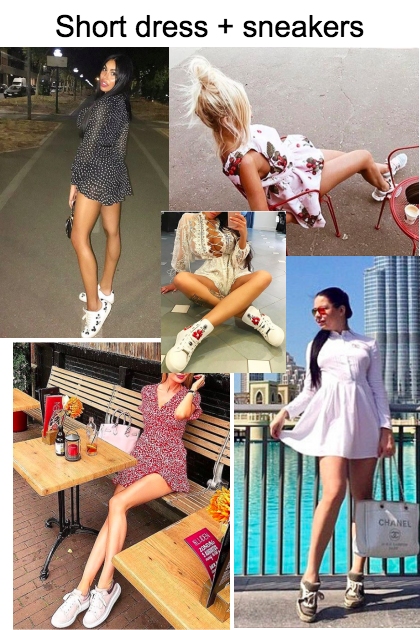 Summer ruffles dress sneakers- Combinaciónde moda