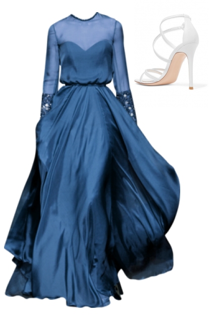 Elegant Blue Dress- Fashion set