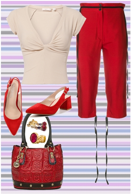 RED AND BEIGE- combinação de moda