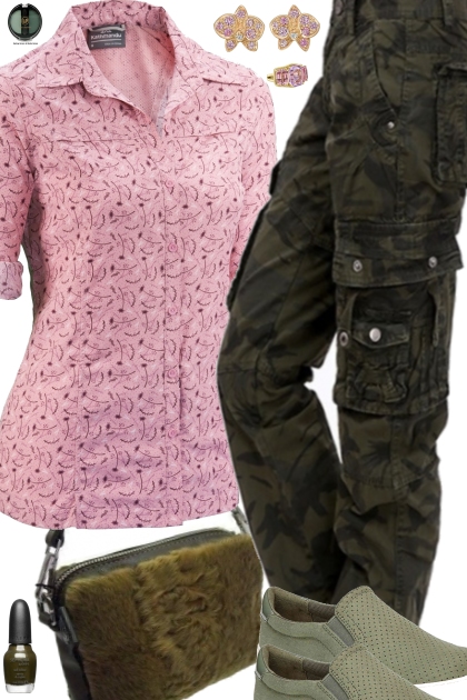 PINK AND ARMY GREEN- Modna kombinacija