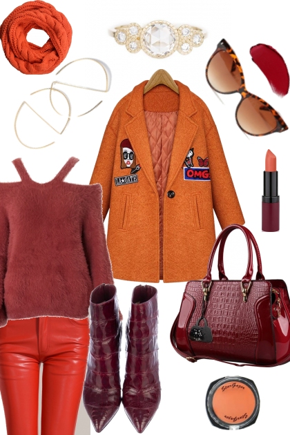 BURGUNDY AND ORANGE FOR FALL '18- Modekombination