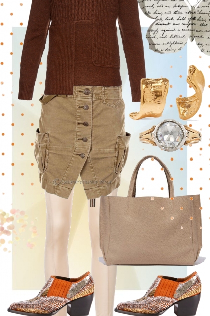 CORD CARGO SKIRT WITH TIGHTS- Fashion set