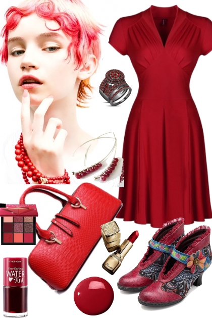 Red Is The New "You Go Girl ! "- Combinazione di moda