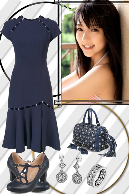 NAVY BLUE DRESS- Modna kombinacija