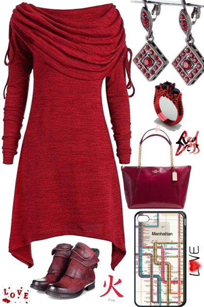 RED DRESS- combinação de moda