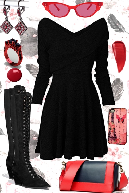 LBD WITH RED- Fashion set