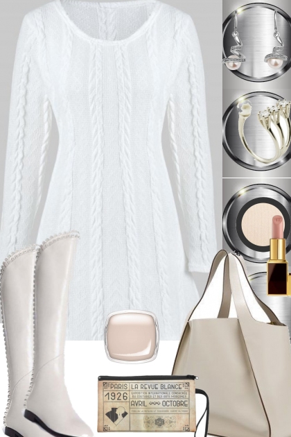 WHITE SWEATER DRESS- combinação de moda