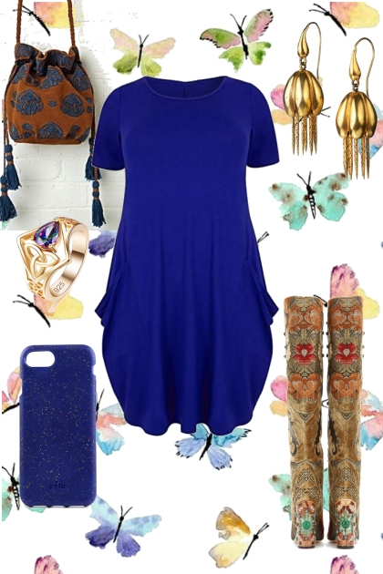 AUTUMN BLUE DRESS- Combinazione di moda