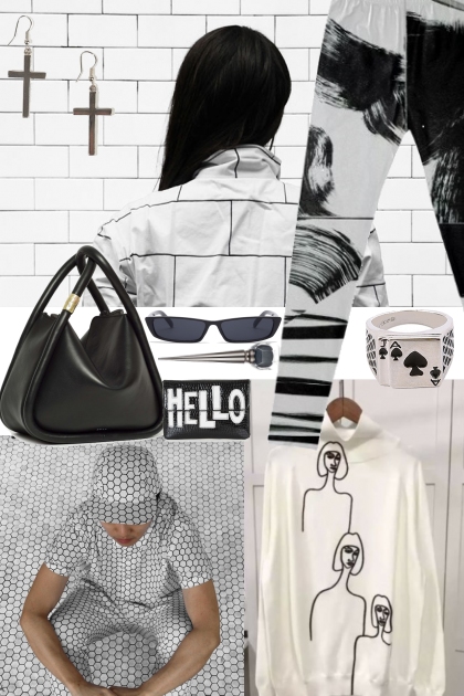 CAMOUFLAGE : BLACK AND WHITE DESIGN- Fashion set