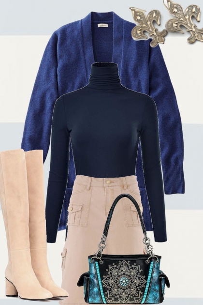 NAVY TURTLE NECK- Fashion set