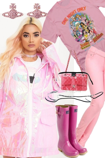 RAIN COAT PINK- combinação de moda