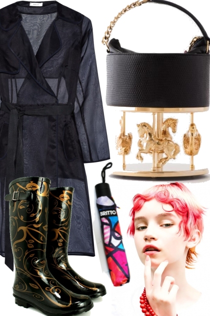 SHEER BLACK RAIN COAT- Combinaciónde moda