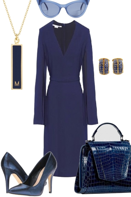 .NAVY BLUE DRESS.- combinação de moda