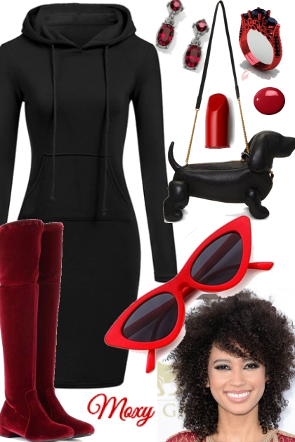 BLACK DRESS, BLACK DOG (BAG)- Combinazione di moda