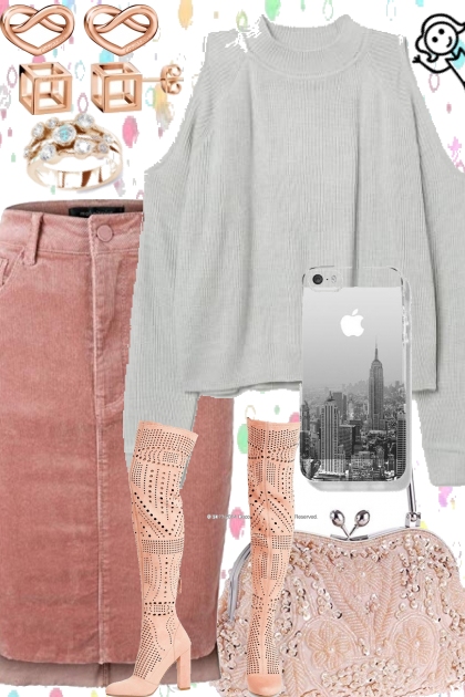 CORDUROY SKIRT: PINK- Combinazione di moda