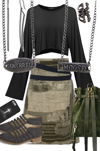 RUSTIC SKIRT WITH FLATS- Fashion set