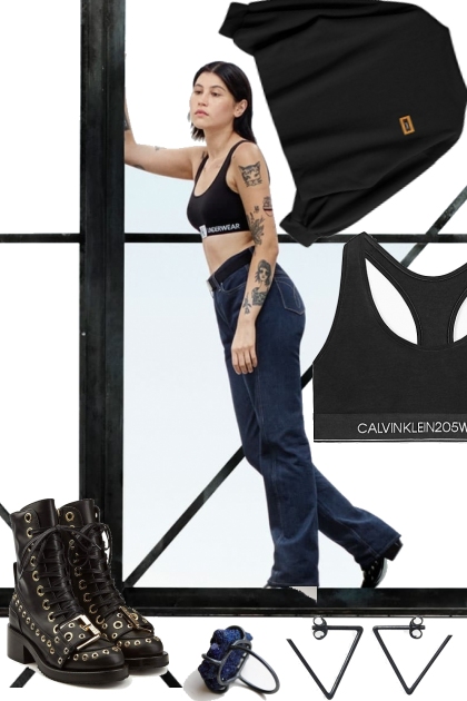 CALVIN KLEIN JEANS AND SPORTS BRA- Модное сочетание