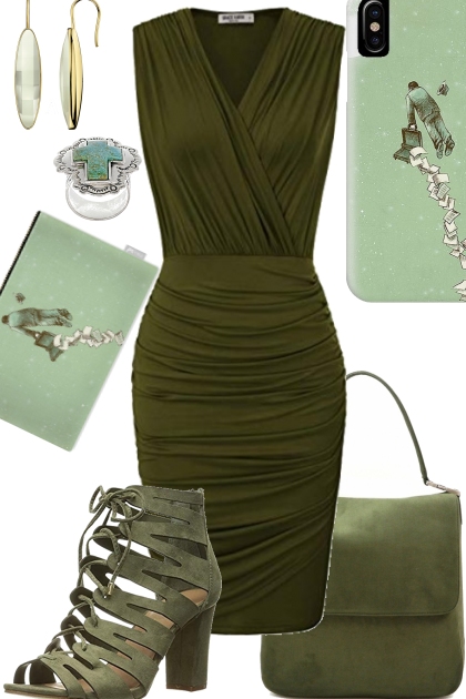 SURPLICE ARMY GREEN SUMMER DRESS- Kreacja