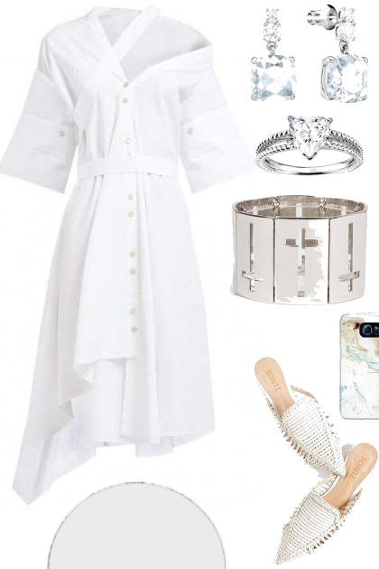 WHITE ASYM DRESS- Fashion set