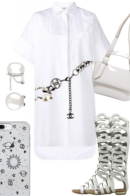 THE WHITE SHIRT DRESS WITH BELT- Fashion set