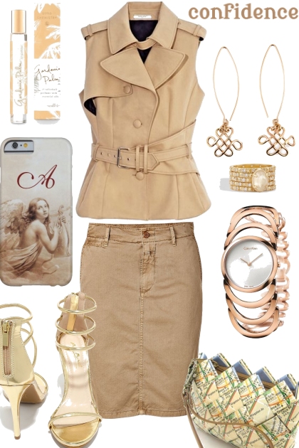 BEIGE SKIRT AND VEST- Combinaciónde moda