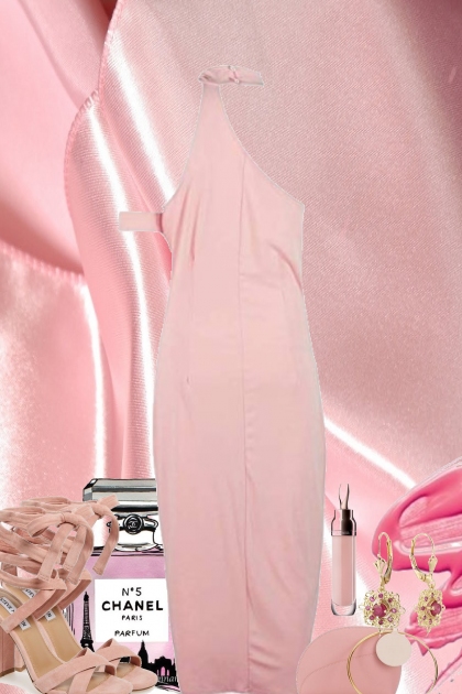 PINK BARE SHOULDER DRESS- Fashion set