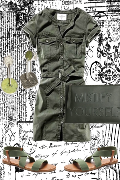 *ARMY GREEN SUMMER DRESS- Modna kombinacija