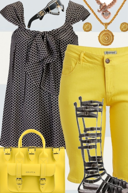 PRINT AND YELLOW ON SUNDAY- Modna kombinacija