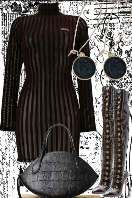 STRIPED MINI DRESS FOR WINTER- Fashion set