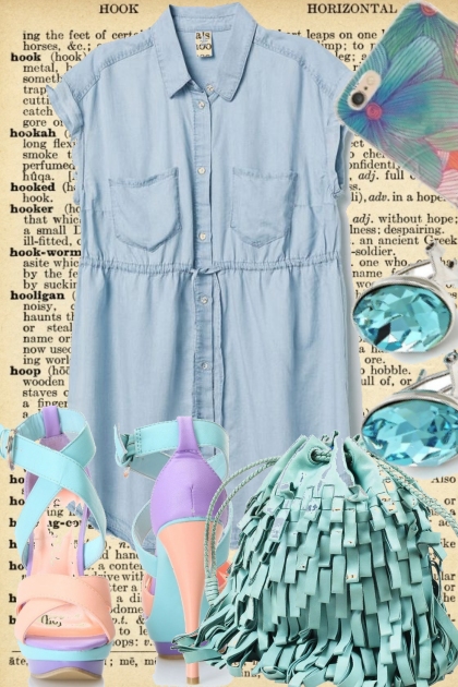 DENIM MINI DRESS FOR SUMMER- combinação de moda