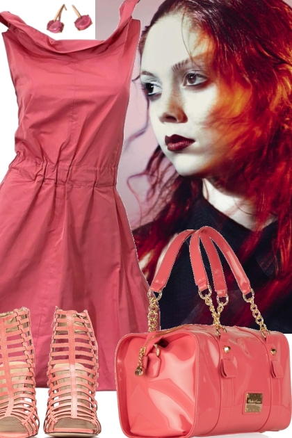 DRESS IN SALMON- Combinazione di moda