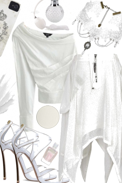 WHITE ASYM SKIRT- Fashion set