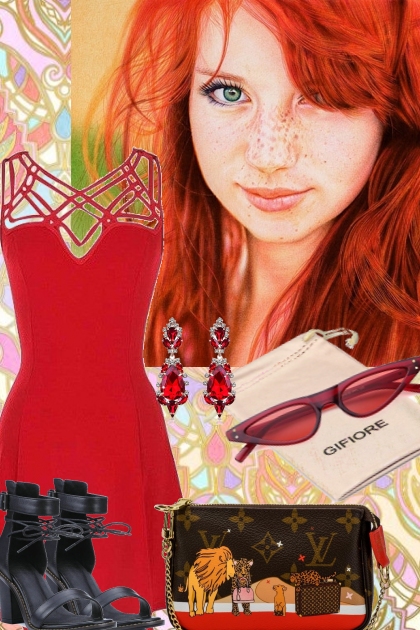 RED STRAPPY DRESS- Fashion set