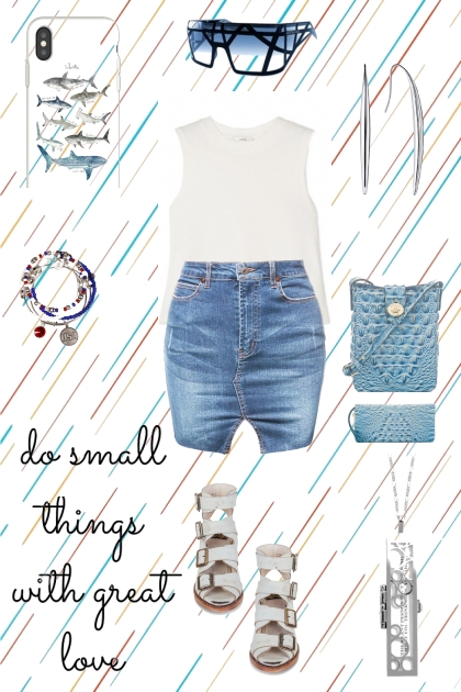 DENIM SKIRT AND TANK- combinação de moda