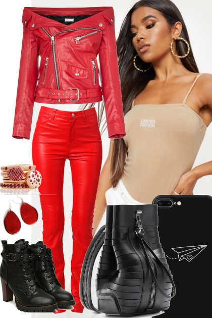 RED JACKET- combinação de moda