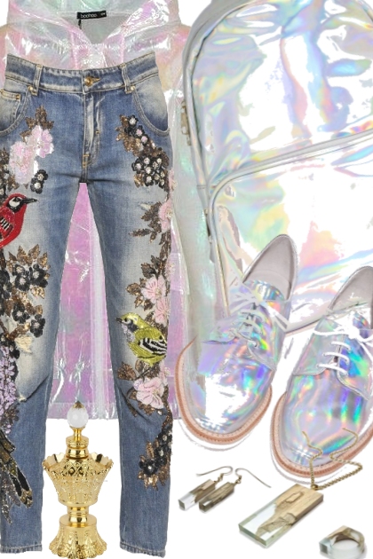 I'll Have Some Hologram With My Jeans, Please- Combinazione di moda